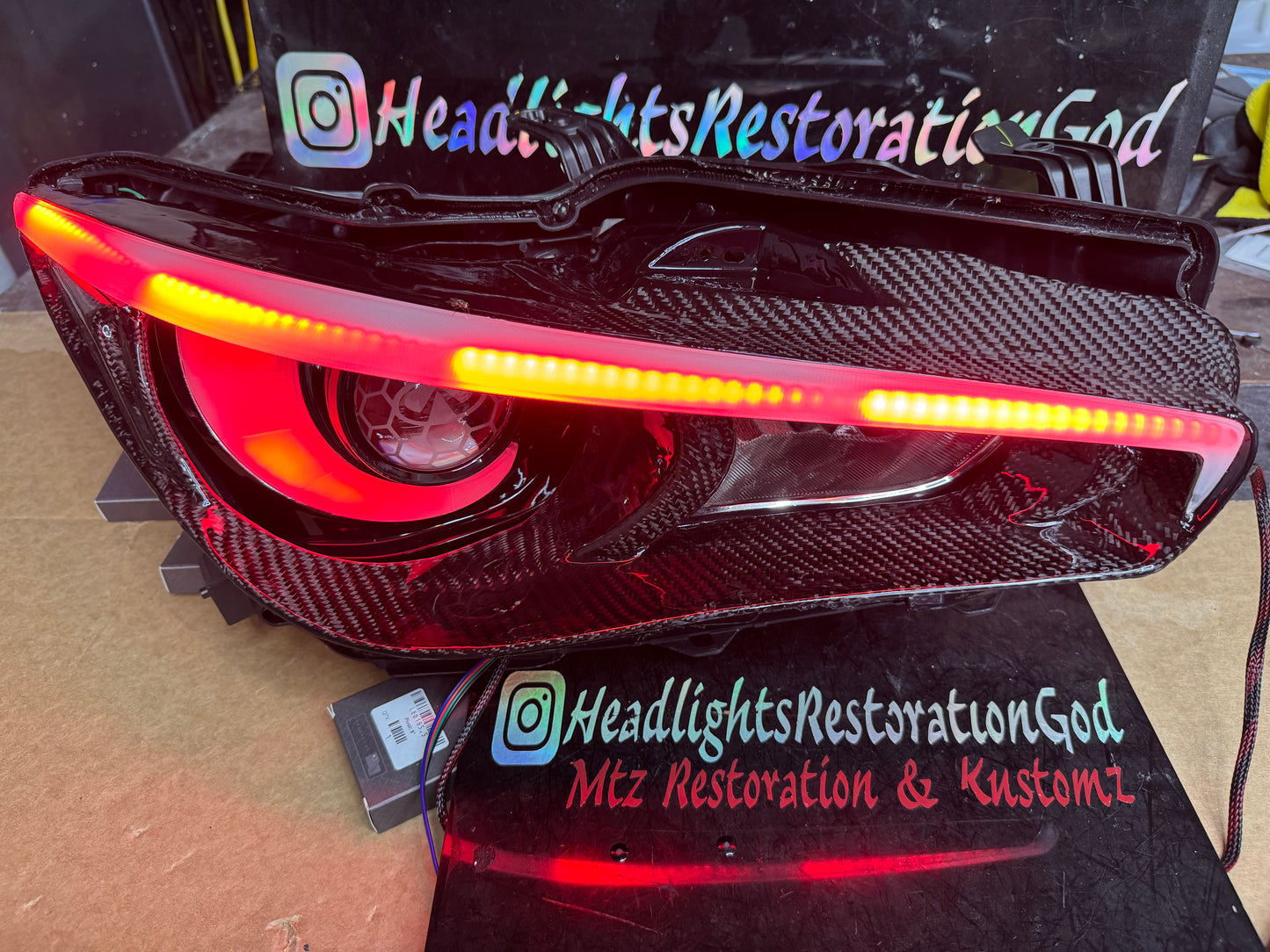 Infiniti Q50 Carbon Fiber Housing headlights With Flow Series Drls
